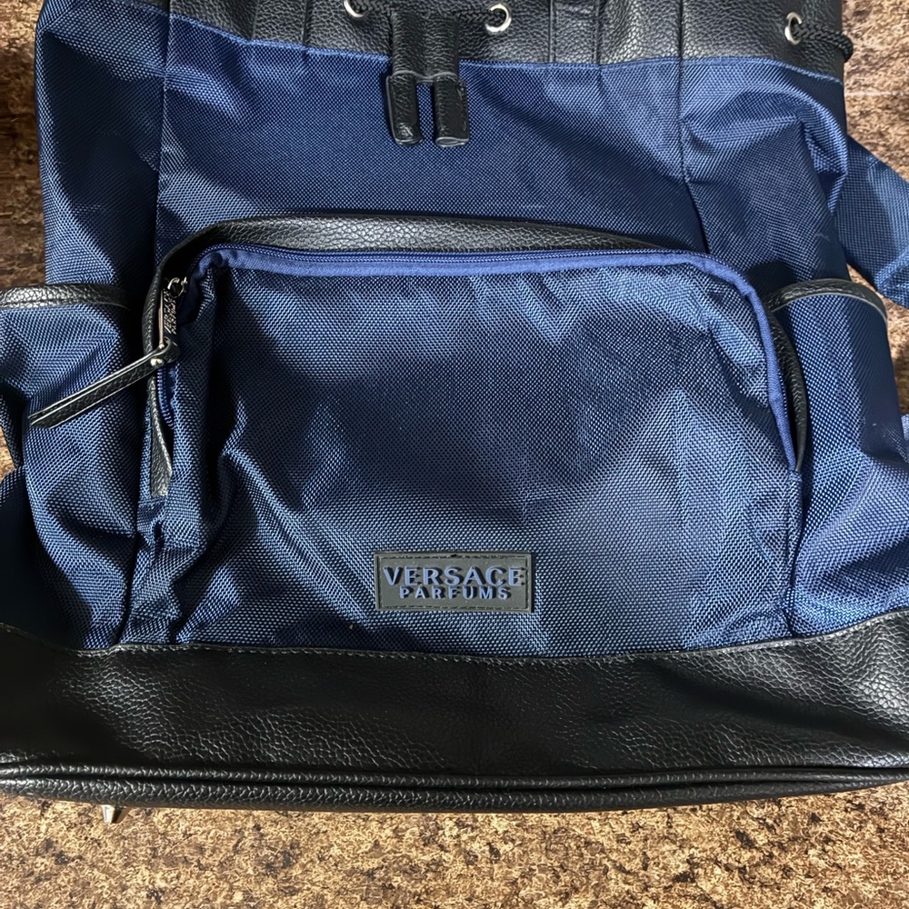 Navy and Black Versace parfums Backpack